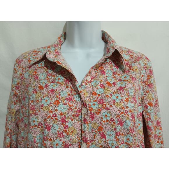 Cabi Size M Cotton Blend Long Sleeve Pink Floral Button-down Barbie Core Blouse - Picture 1 of 8